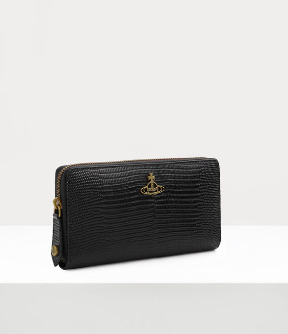 Vivienne Westwood lizard zip round wallet black